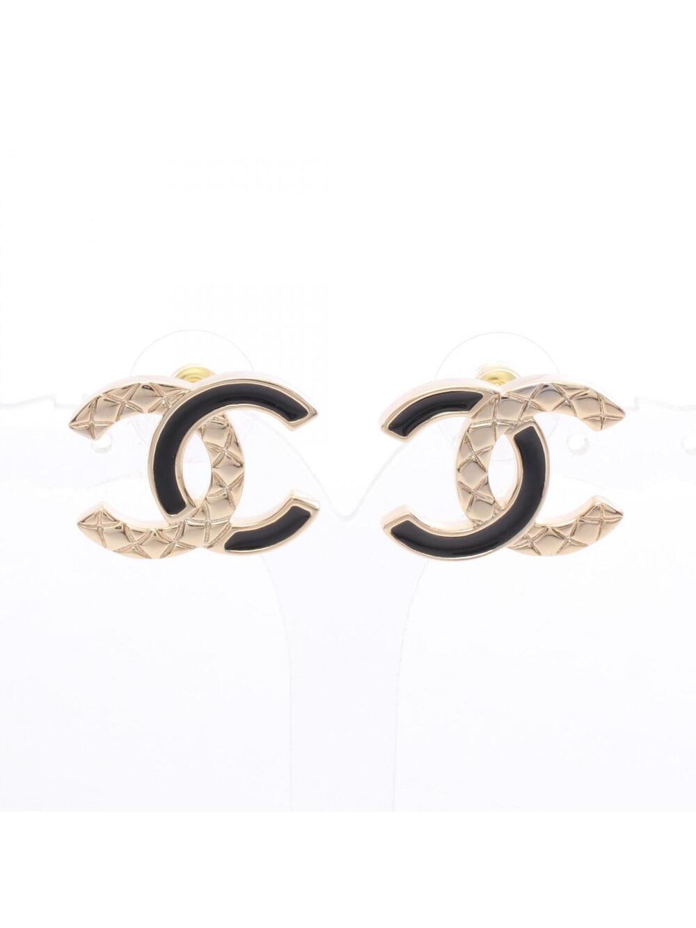 Chanel Cc Logo Earrings Gold-Tone Metal #371365C11B
